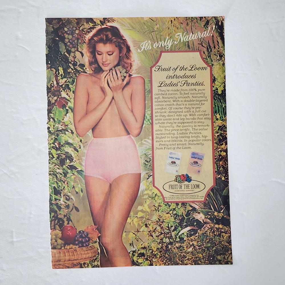 Vintage Print Ad Fruit of the Loom ladies panties model clipping 1985